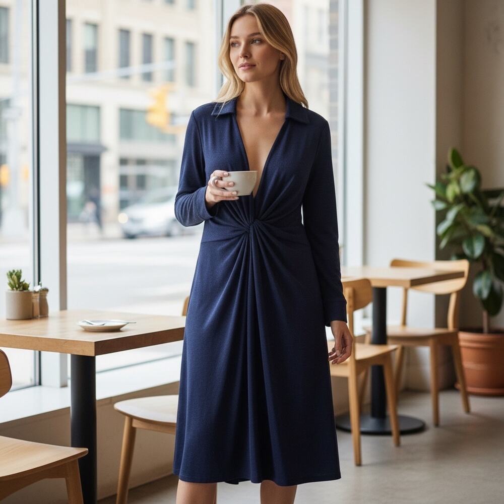 Halston Midi Dress Faux Suede Imani